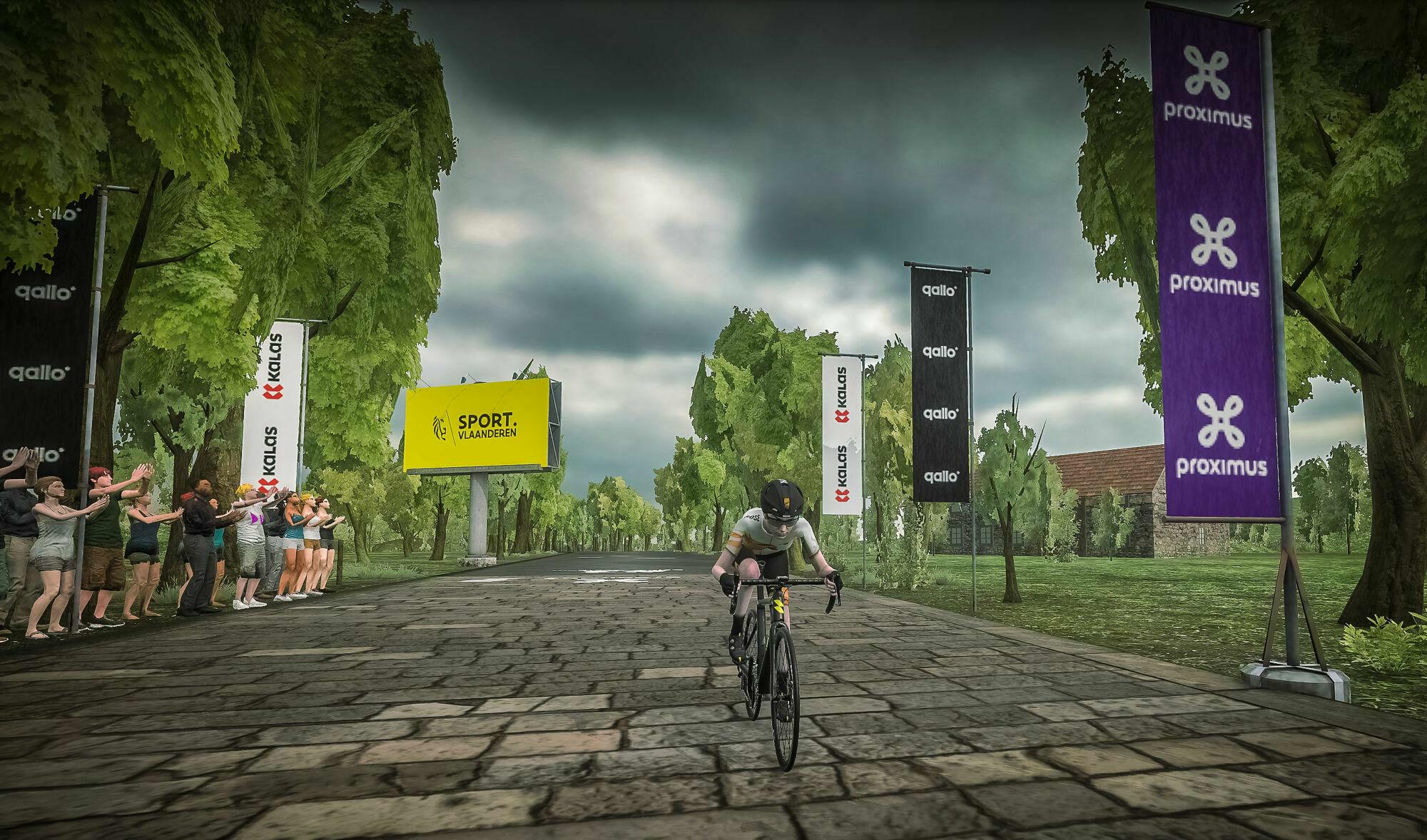 Kemmelberg as the deciding obstacle in the virtual version of Gent-Wevelgem
