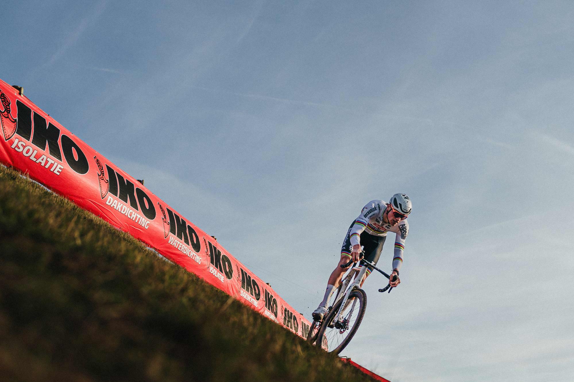 Van der Poel races away on the penultimate lap in Hoogerheide